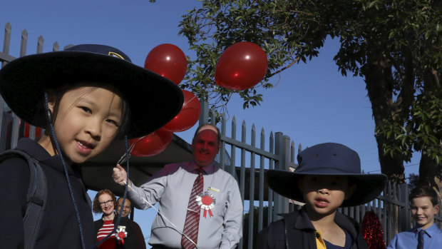 Balloons greet students returning to school last week 