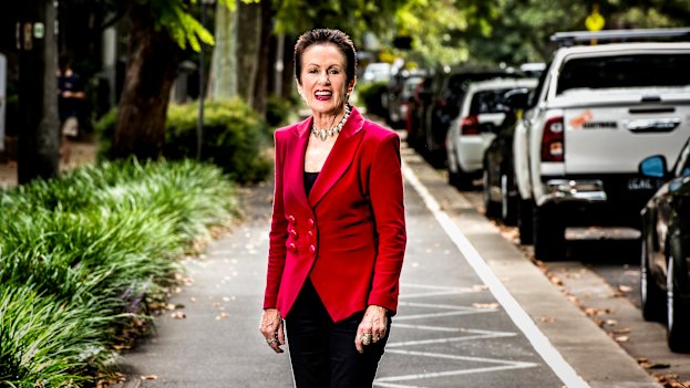 Sydney lord mayor Clover Moore on the Bourke Street cycleway on Friday.