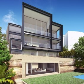An artist's impression of the house designed by Tzannes Associates which obtained DA approval for the site.