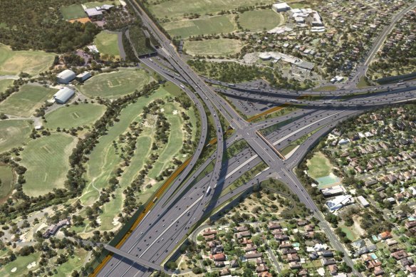 The planned North East Link interchange in Bulleen.
