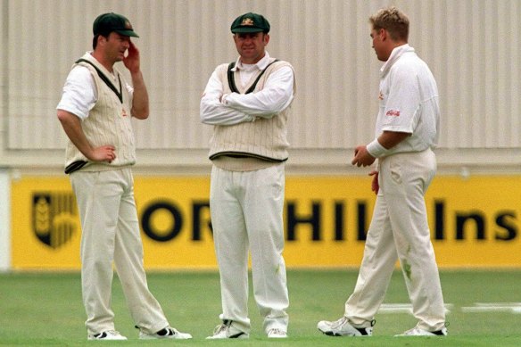 Steve Waugh, Mark Taylor and Shane Warne during their days as Test teammates.