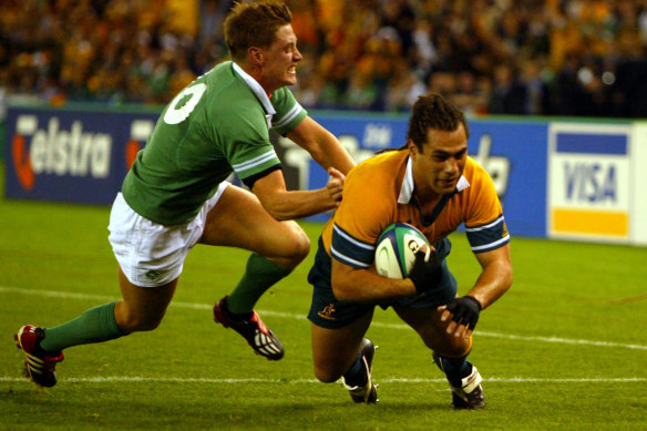 Ronan O’Gara playing for Ireland against Australia in the 2003 Rugby World Cup