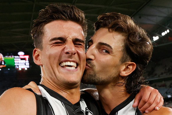 Brothers in arms Nick Daicos (left) and Josh Daicos show their love this year.