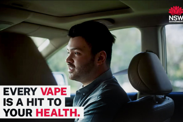 A screen grab from the anti-vaping ad. The state government will back federal laws to drive vape shops out of business, but the vaping industry is preparing to fight efforts to ban retail sales of vape products.