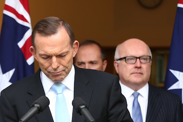 The then-prime minister Tony Abbott with his attorney-general, George Brandis, in 2015.