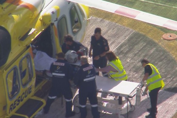 The woman was airlifted to hospital after being bitten.