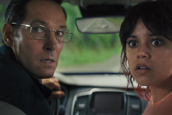 Paul Rudd and Jenna Ortega in the black comedy Death of a Unicorn.