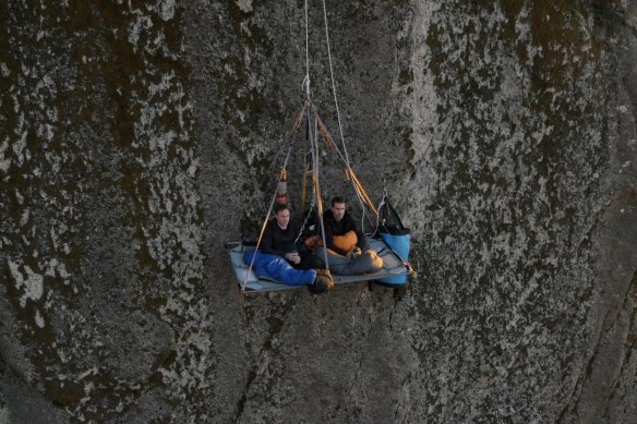 Sweet dreams? Overnight on the portaledge at Victoria’s Mount Buffalo.