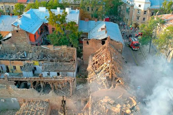 Air raid damage in Lviv in 2024. The western city has escaped comparatively lightly to other parts of Ukraine. 