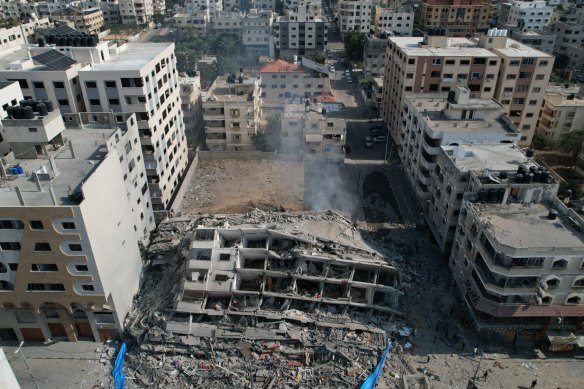 A relentless bombing campaign has flattened parts of Gaza City, including in Rimal.