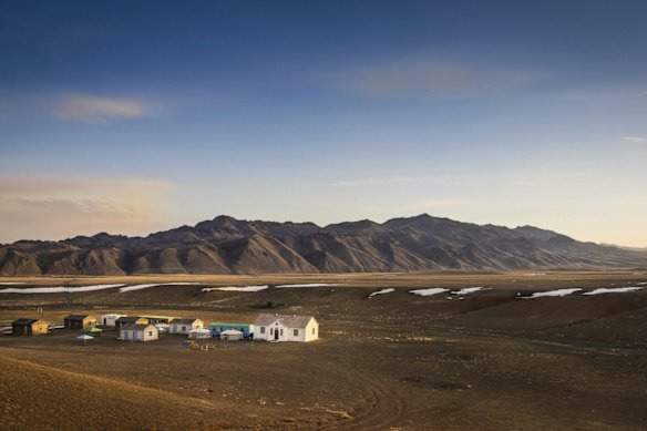 An isolated village in the Gobi Desert.