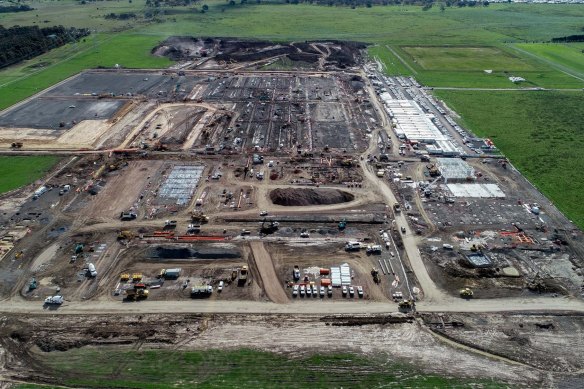 Aerial image of the Mickleham quarantine facility under construction.