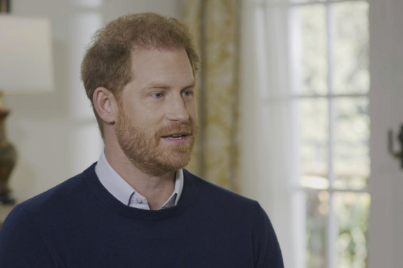 Britain’s Prince Harry speaking during an interview with ITV’s Tom Bradby for the programme Harry: The Interview.