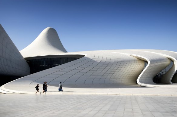 The Heydar Aliyev cultural centre in Baku, a futuristic monument designed by architect Zaha Hadid.