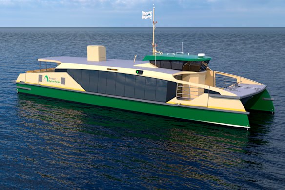 A render of a new electric-powered ferry.