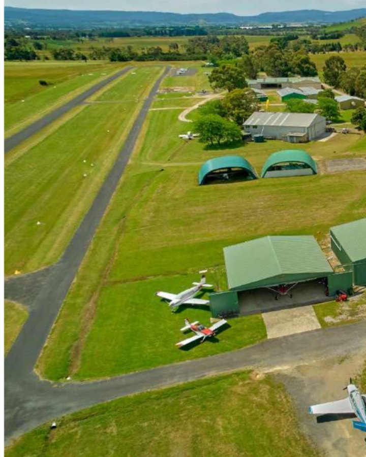 The aerodrome has a fully sealed runway and taxi stands, 17 hangars and open-air hardstands.
