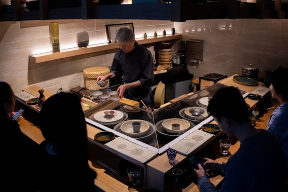 Toshihiko Oe’s tiny sushi counter will cross the harbour.