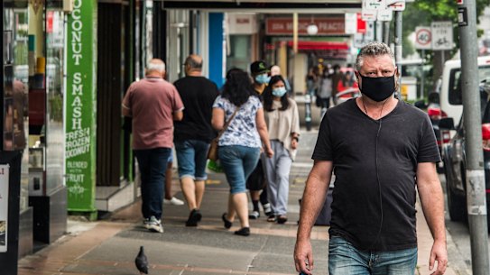 Mask wearing around Marrickville shopping district.
