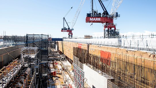 The new metro station is about 250 metres from the Western Sydney Airport terminal.