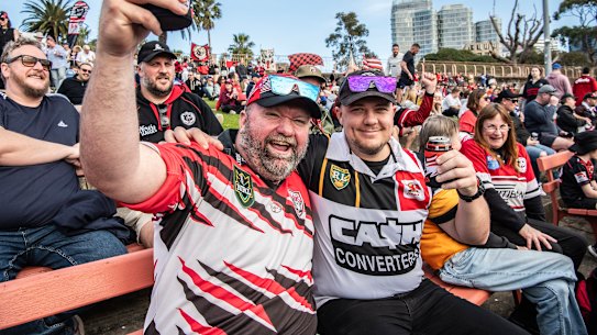 Bears fans Craig Gray and Josh Averell at North Sydney Oval.