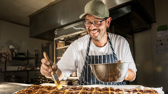 Nonie’s food in Botany glazing hot cross buns