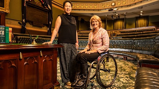 Greens MP Jenny Leong and Labor MP Leisl Tesch, who are among four women MPs striving to change the culture of parliament.
