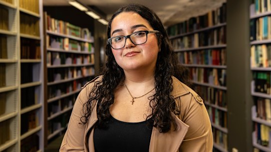 Naomi Habib, now a UNSW law student, had to study English Extension 1 through distance education because her western Sydney high school did not offer the subject. 