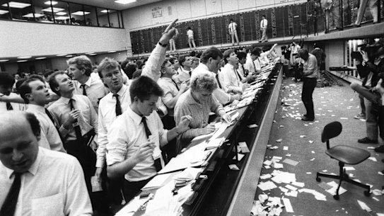 The Melbourne Stock Exchange on Black Tuesday, 1987.
