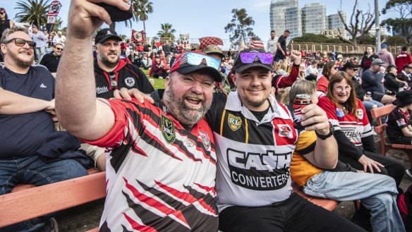 Bears fans Craig Gray and Josh Averell at North Sydney Oval.