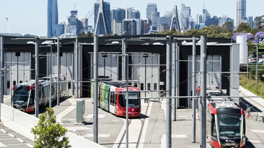 Trams used in Sydney’s inner west light rail on Saturday.