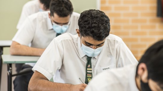 Epping Boys High School HSC students after the first English exam