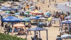 A sea of cabanas at Avoca Beach, NSW. 