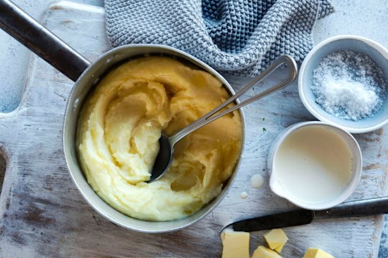 Three Blue Ducks' Paris mash (creamy mashed potatoes).