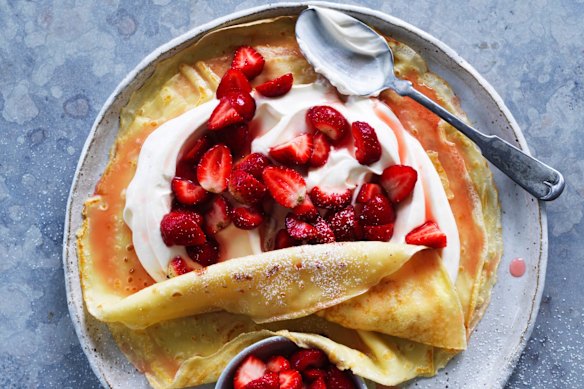 Strawberry and cream crepes.