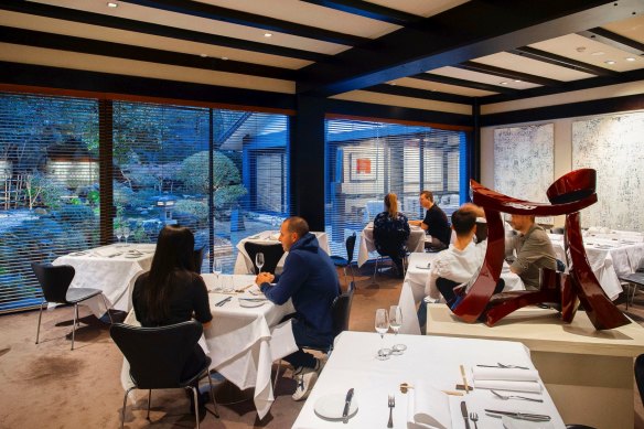 Tetsuya’s dining room on Kent Street overlooks a tranquil Japanese garden.