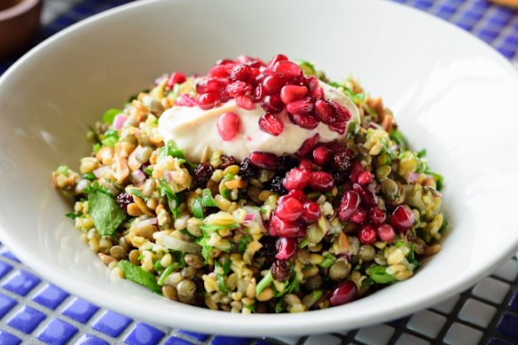 Hellenic Republic's popular Cypriot grain salad is packed with protein-packed lentils. 