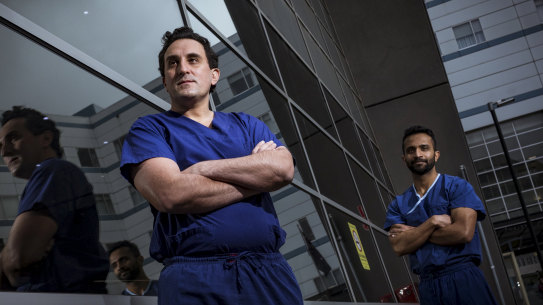 Austin Hospital cardiologists Matias Yudi and Anoop Koshy. New research from Austin Health and the University of Melbourne reveals patients with heart attack symptoms waited up to four times longer to present to hospital during the first surge in COVID-19 cases.