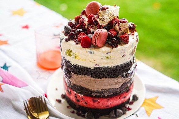 Razzle dazzle: Black Forest brownie and ice-cream layer cake.