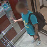 Jonathan David captured on CCTV allegedly leaving his forced hotel quarantine. 