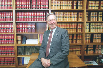 Sir Gerard Brennan in his office in 1995 after his appointment as chief justice of the High Court of Australia.