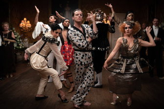 Pjyama party: Andrew Scott dresses for all nighttime activities as Lord Merlin.