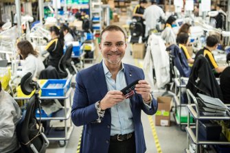 Portrait of Peter Freedman, Founder of Rode Microphones, at its factory in Silverwater.