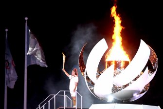 Four-time grand slam winner Naomi Osaka lit the cauldron at the opening ceremony of the Tokyo Olympics.