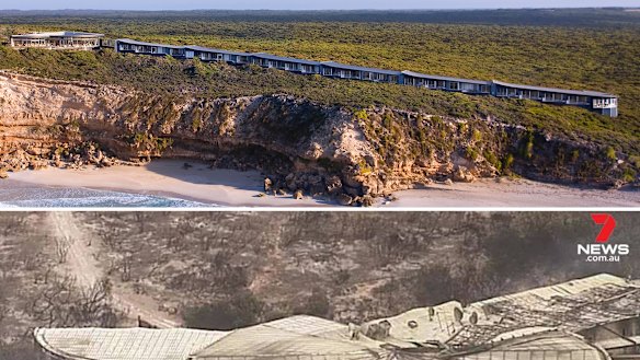 Before and after the flames: the Southern Ocean Lodge luxury holiday accommodation on Kangaroo Island.