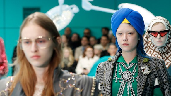 A model wearing the $1140 Gucci turban that caused offence to Sikh groups.