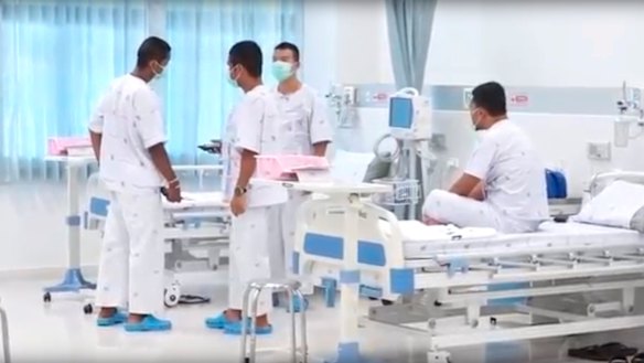 Members of the Thai Navy SEALs in recovering in hospital.
