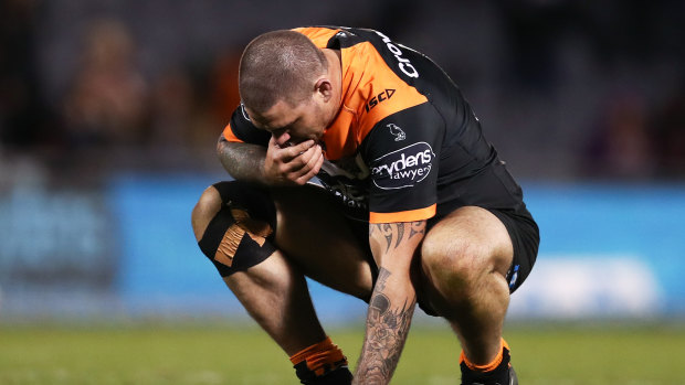 Home fires: Tiger Russell Packer reacts following the Round 15 loss to Canberra at Campbelltown.