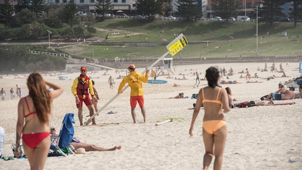 Bondi Beach being closed in Sydney on 
March 21st.