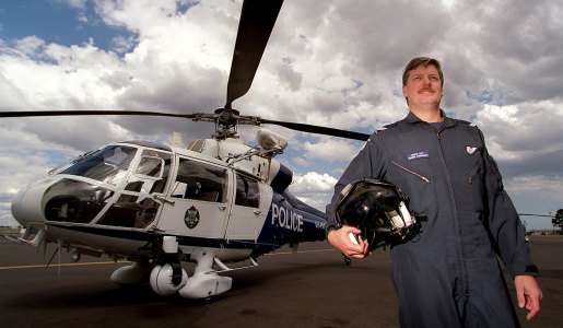 David Key with the police helicopter.