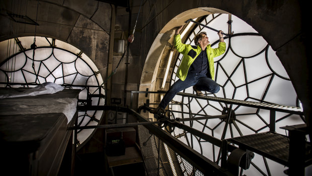 Master clockmaker Andrew Markerink inside the GPO clock tower.